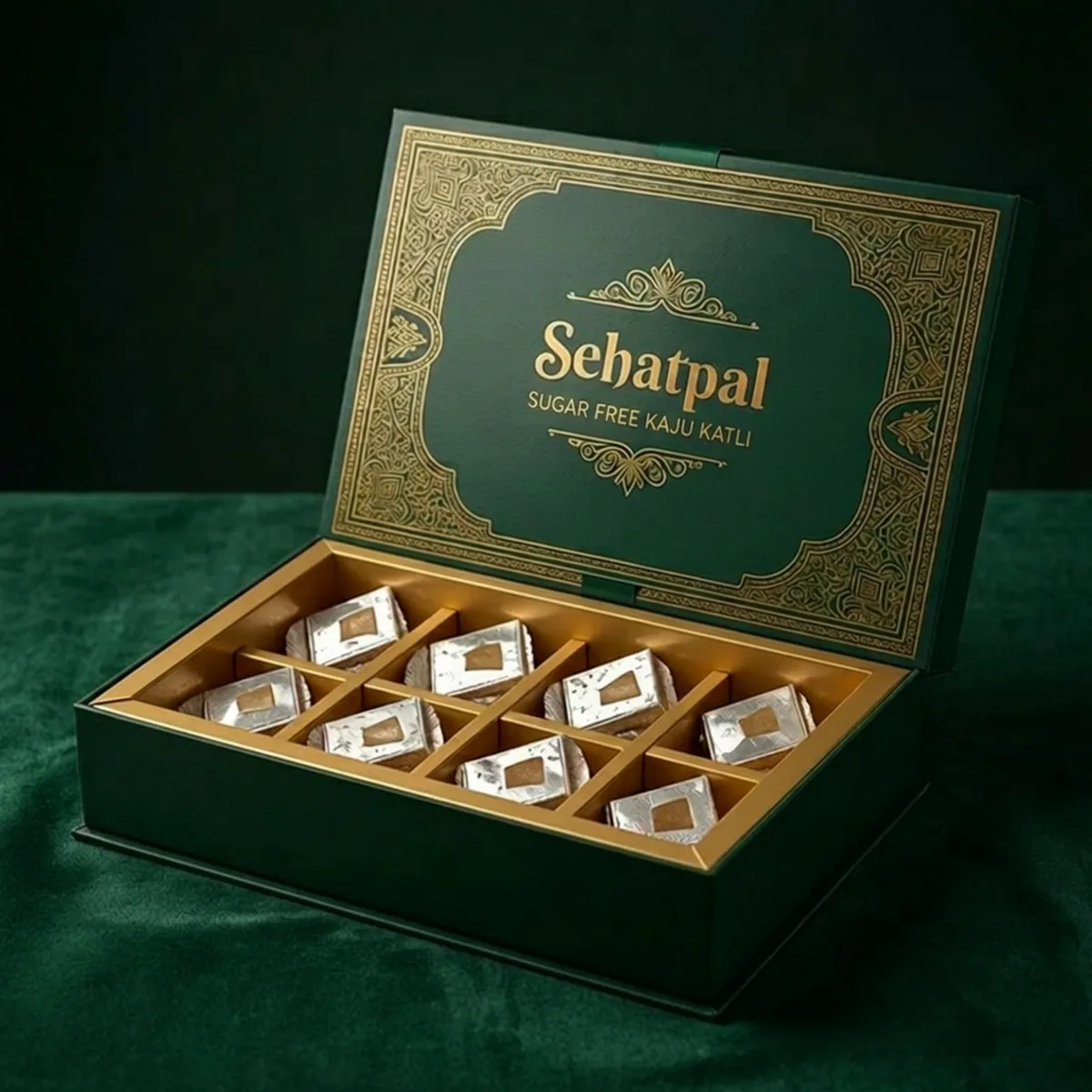 Sehatpal sugar-free kaju katri sweets with silver leaf